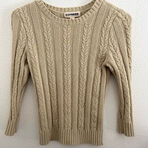 Women’s Express Small y2k Academia Tan Cream Knit Sweater